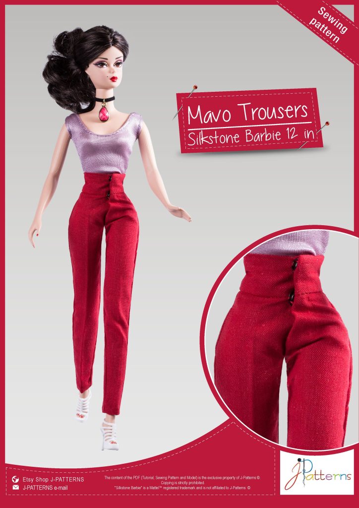 49. PDF Pattern Pants Barbie and Silkstone Barbie 12 inch (30 cm), in English, sewing pattern for fashion doll clothes, trousers