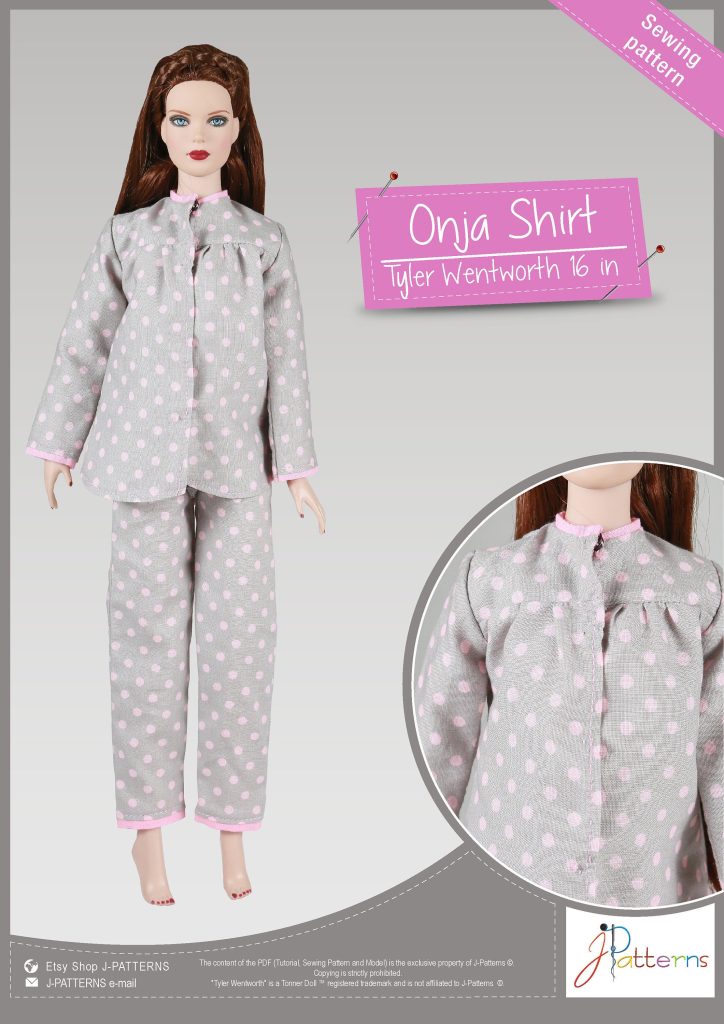 74. PDF Pattern Pajama Tyler Wentworth, 16 inch (40 cm), in English, Sewing Pattern & Tutorial Fashion Doll, Tonner doll